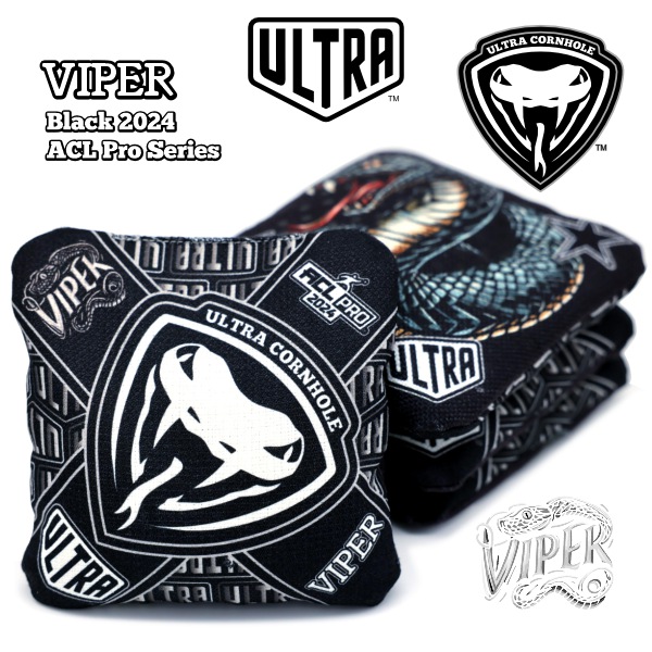Ultra Cornhole Bag Set Viper Black 2024 ACL Pro Series