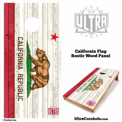 California - Rustic Wood Custom Cornhole Board