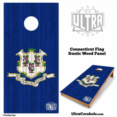 Connecticut- Rustic Wood Custom Cornhole Board