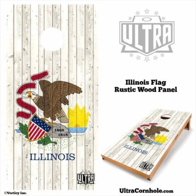 Illinois- Rustic Wood Custom Cornhole Board
