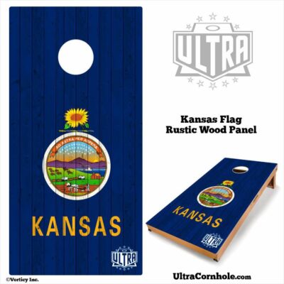 Kansas - Rustic Wood Custom Cornhole Board