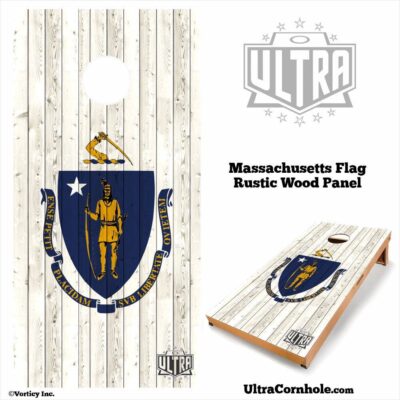 Massachusetts - Rustic Wood Custom Cornhole Board