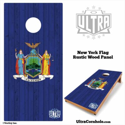 New York - Rustic Wood Custom Cornhole Board