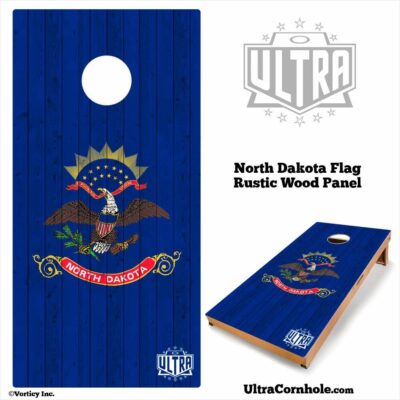 North Dakota - Rustic Wood Custom Cornhole Board