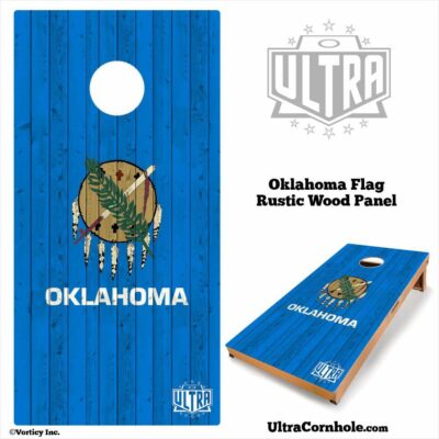 Oklahoma - Rustic Wood Custom Cornhole Board