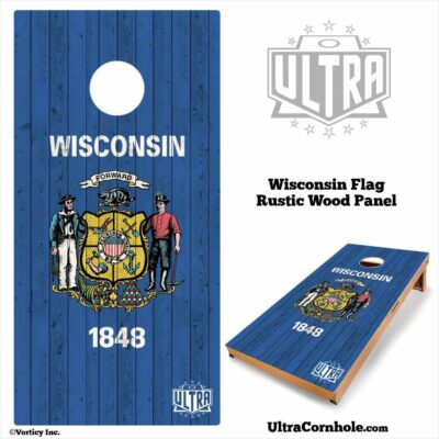 Wisconsin - Rustic Wood Custom Cornhole Board