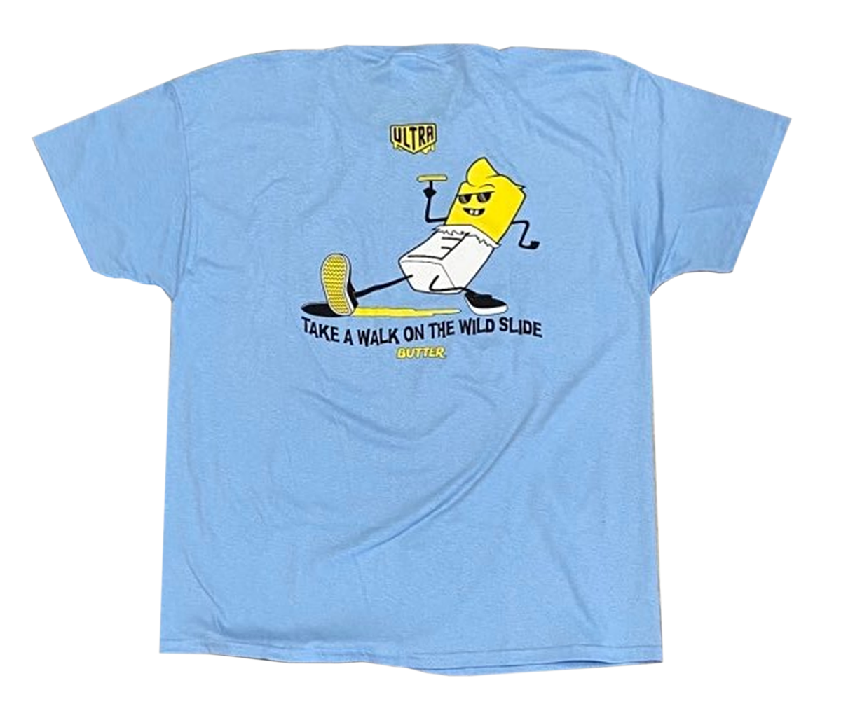 Butter Wild Slide T-Shirt Light Blue - Ultra Cornhole