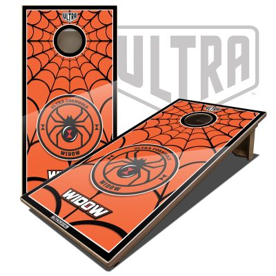 Ultra Elite 2 Cornhole Boards Widow Full Color Graphics Orange