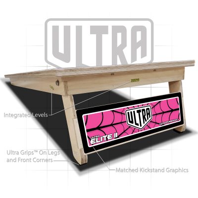Ultra Elite 2 Cornhole Boards Widow Full Color Graphics Pink