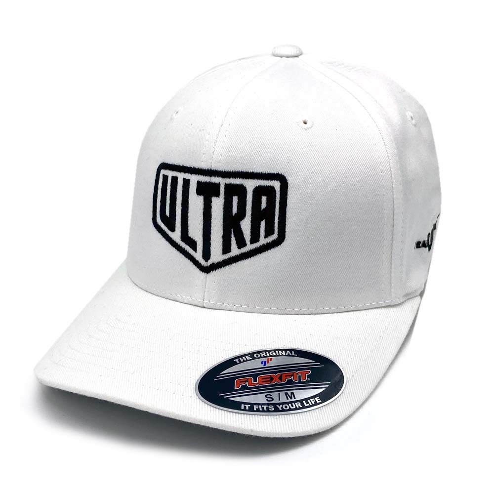 Team Ultra Pro FlexFit Hat White Black - Ultra Cornhole
