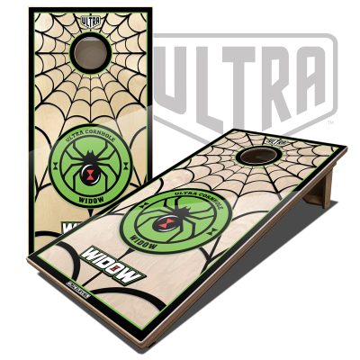 Ultra Elite 2 Cornhole Boards Widow Graphic Lime