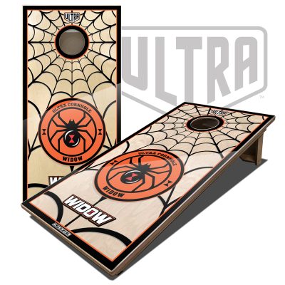 Ultra Elite 2 Cornhole Boards Widow Graphic Orange