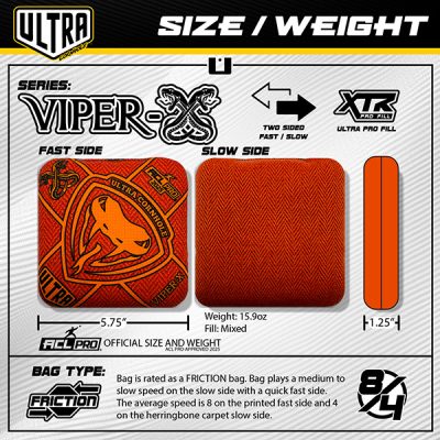 Ultra Cornhole Viper-X Size Weight