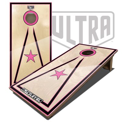 Ultra Elite 2 Cornhole Boards Pink Single Star